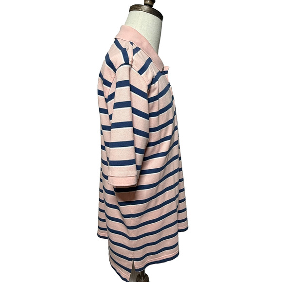 Brooks Brothers Shirt Mens Large Blue Pink Stripe Short Sleeve Polo Preppy Golf - Picture 6 of 8